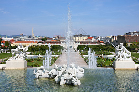 奥地利维也纳城堡花园城堡历史天空建筑公园旅行吸引力全景首都雕像图片