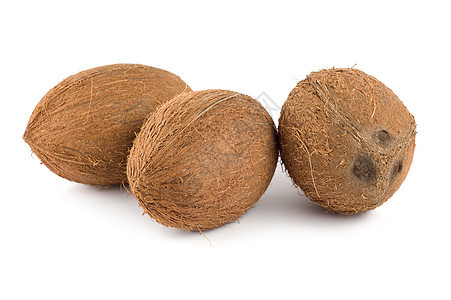 三个椰子棕色水果静物健康饮食颜色坚果白色食物可可素食背景图片