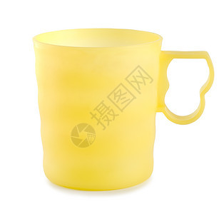 黄色塑料杯杯子白色用具厨房塑料背景图片