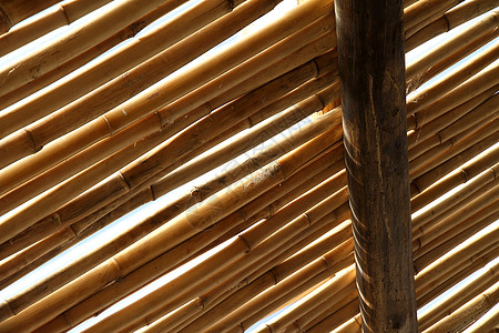 竹屋顶木头旅游热带乡村材料竹子太阳小屋庇护所房子图片