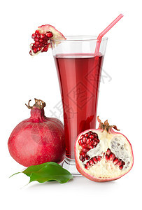 石榴汁树叶玻璃影棚杯子食物红色水果健康饮食种子果汁图片