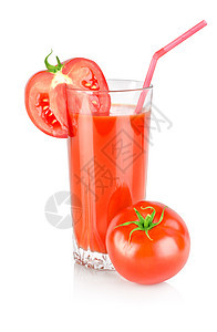 白上孤立的番茄汁果汁水果环境横截面绿色健康饮食玻璃红色白色杯子图片