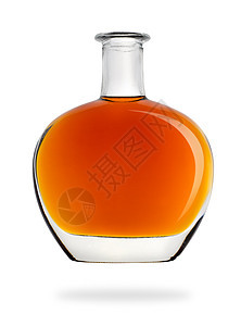 孤立的白兰地酒瓶玻璃饮食酒精液体棕色图片