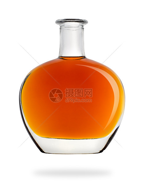 孤立的白兰地酒瓶玻璃饮食酒精液体棕色图片