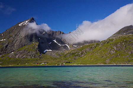 挪威风景山峰山脉全景悬崖峡湾海滩大豆村庄巨石海岸图片