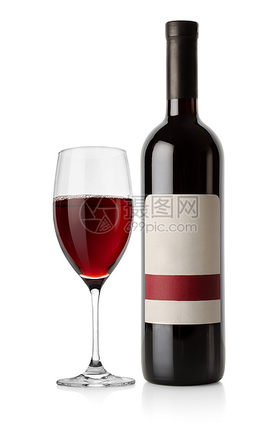 一瓶红色和葡萄酒杯图片