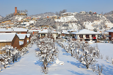雪下的小镇 意大利科尼利亚诺·达尔巴图片