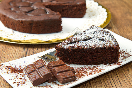深巧克力蛋糕糕点甜点食物馅饼巧克力盘子宏观育肥磨砂蛋糕图片