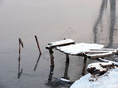 冬季湖湖边天气季节森林海岸反射池塘图片