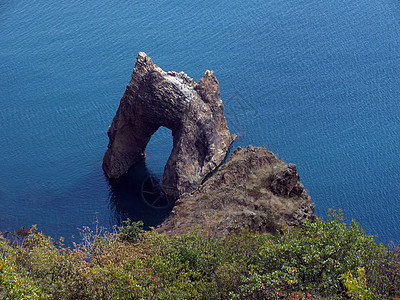 金金门风景蓝色树木岩石绿色黑色海岸图片