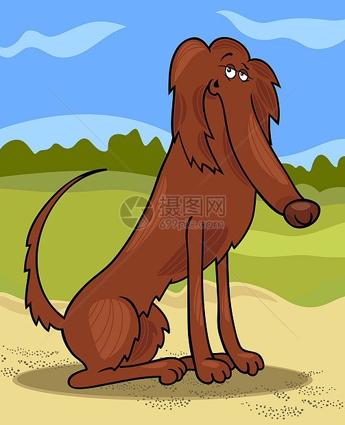 野兽养狗犬漫画插图犬类卡通片绘画快乐鼻子小狗尾巴吉祥物天空棕色图片