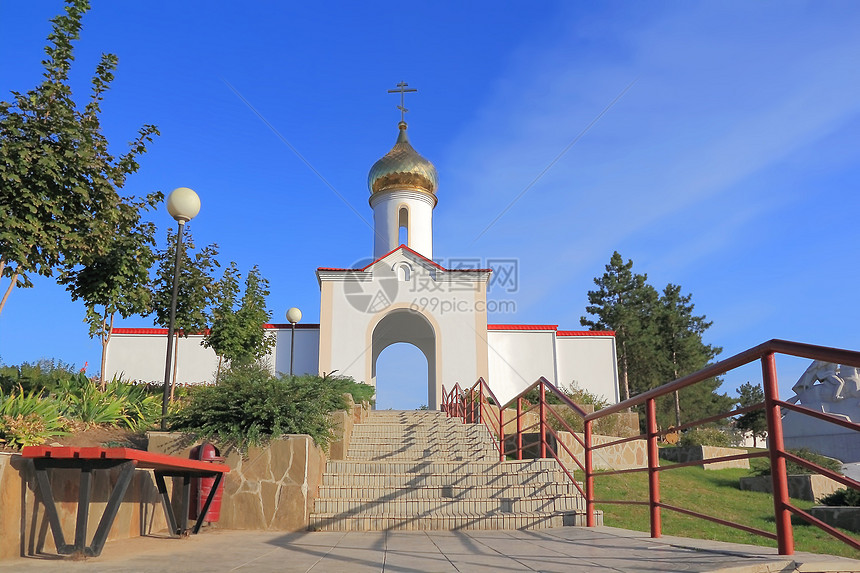南俄罗斯哥萨克村场地圆顶宗教地标寺庙村庄纪念碑建筑学图片