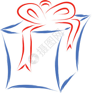 礼品盒礼物展示惊喜插图盒子红色白色丝带草图正方形图片