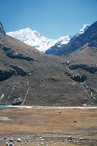 通往秘鲁山谷湖泊Alpamayo基地营地图片