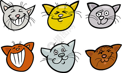 卡通滑稽猫头套团体人物小猫猫咪胡须猫科漫画条纹哺乳动物动物图片