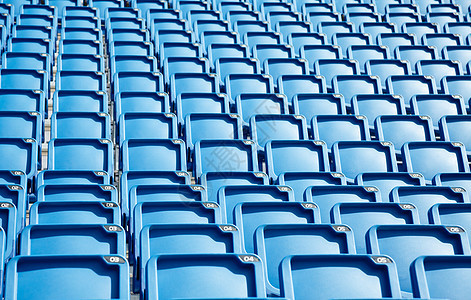 论坛席位长椅体育场露天折叠蓝色民众椅子推介会看台数字背景图片