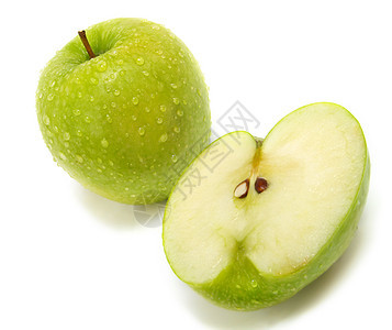 新鲜绿苹果水滴健康营养维生素植物味道甜点水果收成健康饮食图片