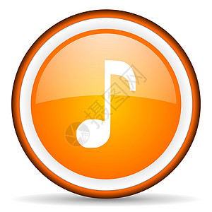 白色背景上的橙色圆形图标Name乐器音乐橙子音乐会按钮电话控制玩家歌曲笔记图片