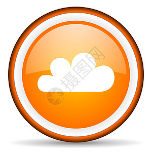 白色背景上的橙色圆形图标 以白背景显示晴雨表商业多云预报圆圈气候互联网气象网站温度图片