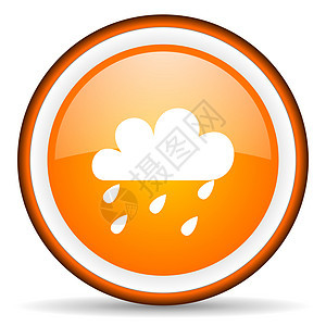 白色背景上的橙色圆形图标 以白背景显示气象温度天气预报钥匙圆圈预测风暴按钮电话图片