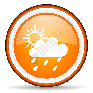 白色背景上的橙色圆形图标 以白背景显示按钮预测气象圆圈钥匙橙子天气互联网商业网站图片