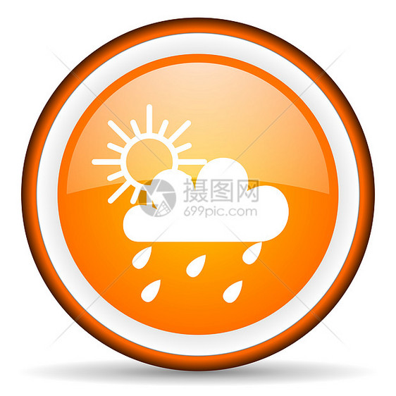 白色背景上的橙色圆形图标 以白背景显示按钮预测气象圆圈钥匙橙子天气互联网商业网站图片