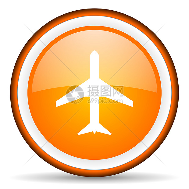 白色背景上的橙色圆形图标 A圆圈商业航空橙子运输喷射网站旅游船运图片