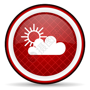 白色背景上的红色天气红色图标商业网站预报按钮圆形晴雨表手机气氛气候互联网图片