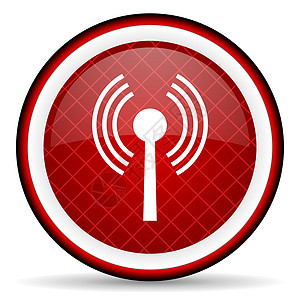 白色背景上的 wifi 红色光滑图标图片