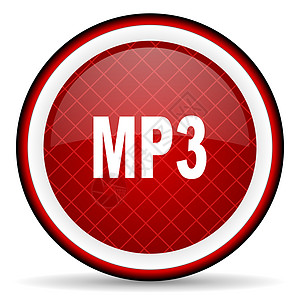 mp3 白色背景上的红色光滑图标图片