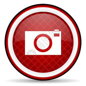 白色背景上的相机红色光滑图标图片