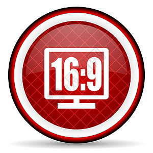 16 9 在白色背景上显示红色光滑图标图片