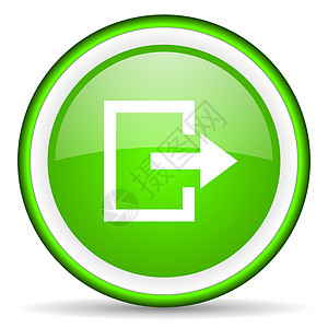 白色背景上退出绿光图标电话行政人员绿色圆形手机按钮互联网出口钥匙成员图片