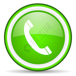 白色背景上的电话绿色绿光图标手机服务互联网商业生态网络地址钥匙按钮圆形图片