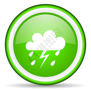 白色背景上的绿色绿光图标Name风暴预测多云天气气候晴雨表气象网络圆形温度图片