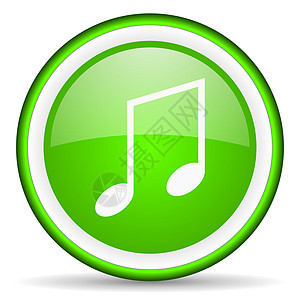 白色背景上的绿色音乐绿光图标网站旋律溪流钢琴钥匙音乐播放器播送手机互联网电话图片