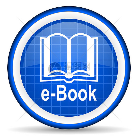 白色背景上的e-book 蓝色蓝光亮图标图片
