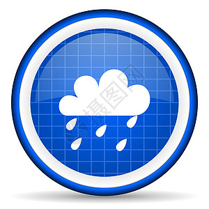 白色背景上的天气蓝色光亮图标晴雨表圆形风暴气象预报多云气氛商业互联网电话背景图片