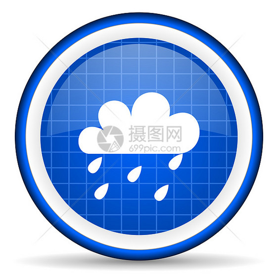 白色背景上的天气蓝色光亮图标晴雨表圆形风暴气象预报多云气氛商业互联网电话图片