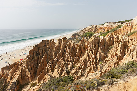 沙石悬崖黄色地质学石头崎岖编队海岸红色风景海岸线侵蚀图片