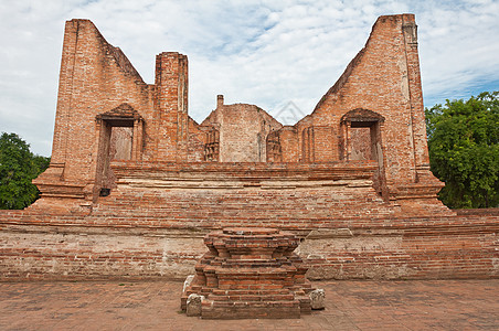 废旧寺庙用砖建石头雕塑艺术蓝色废墟宗教历史历史性旅行天空图片