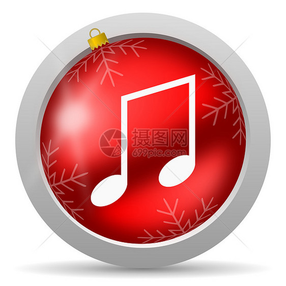 白色背景上的音乐 红色光滑的圣诞节图标商业网络笔记手机立体声乐队乐器按钮控制玩家图片