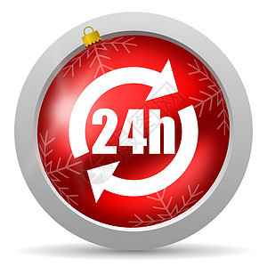 白色背景上的 24 h 红光月圣诞节图标图片