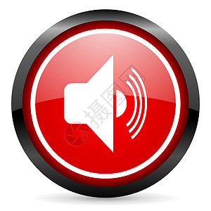 白色背景上的圆圆红色光滑图标电话商业扬声器控制钥匙扩音器歌曲电子产品立体声圆形图片