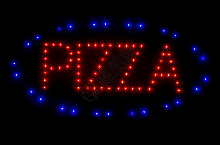 比萨街道酒吧荧光餐厅黑色招牌食物标签辉光图片