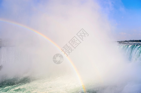来自尼亚加拉瀑布的彩虹升起瀑布云景地方薄雾地标自来水运动落水图片