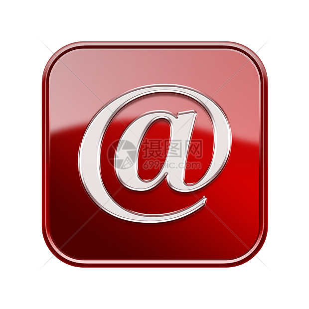 电子邮件符号图标红色 在白色背景上孤立图片