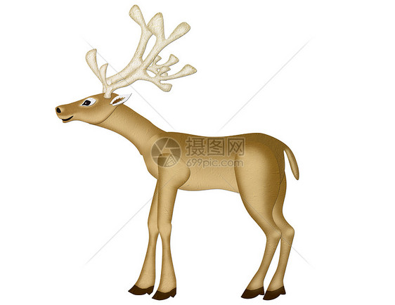 驯鹿圣诞的木莓纸绘画幸福程式化野生动物哺乳动物鹿角插图艺术卡通片毛皮图片