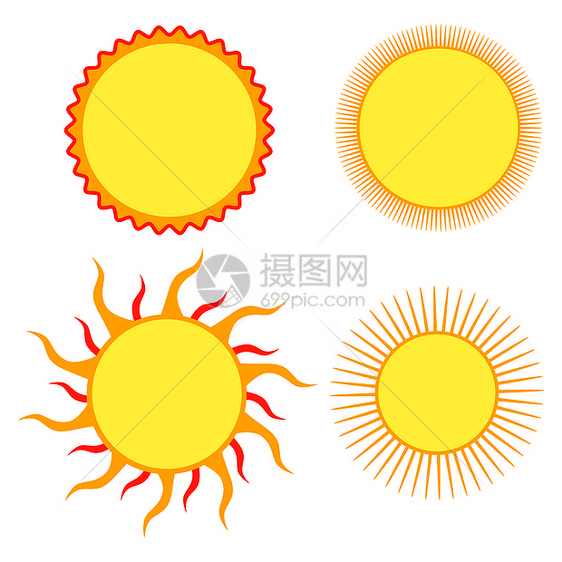 一套太阳设计元素 矢量插图徽标太阳光阳光创造力光束图片