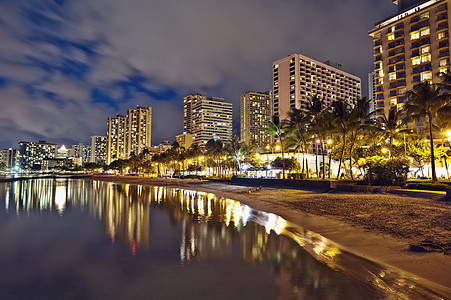 Oahu岛夏威夷Waikiki海滩 城市景色日落目的地旅游酒店景观特色沿海度假村图片
